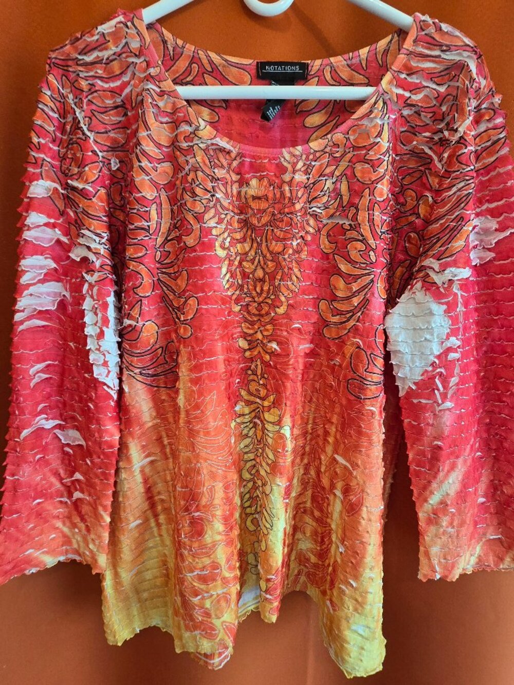 Notations Women's XL Polyester Blend Long-Sleeve Layered Top Made In USA